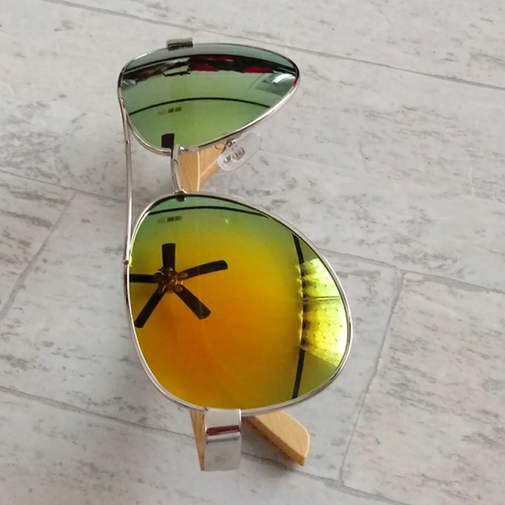 New Boutique Men's Genuine Bamboo Polarized Aviator Sunglasses